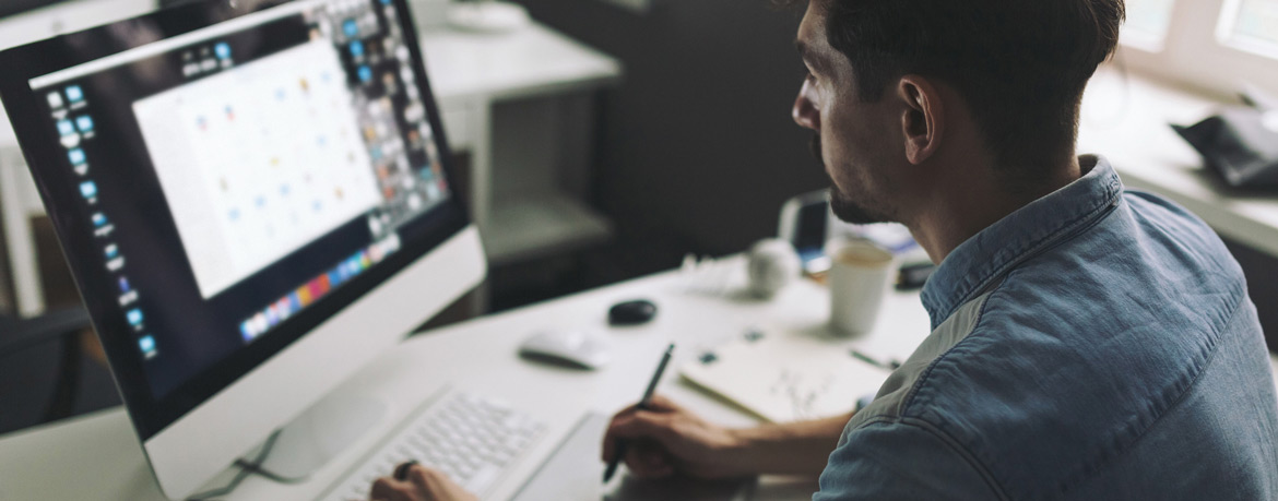 Man working at his computer