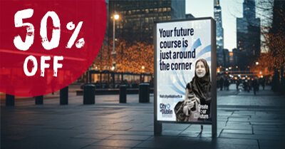 50% Off Sale - outdoor poster site in a city centre location